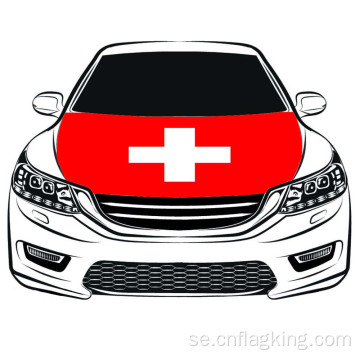 Världscupen 100 * 150cm Switzerlan Flag Car Hood flagga Högelastiskt tyg